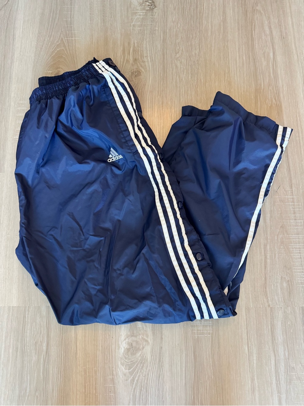 Vintage 90s Adidas Men's Navy Track Pants with White Side Stripes